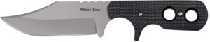 Cold Steel CS-49HCF Mini Tac 3.63" Fixed Bowie Plain Stone Washed 8Cr13MoV SS Blade/ Black Griv-Ex Handle Includes Bead Chain Lanyard/Sheath