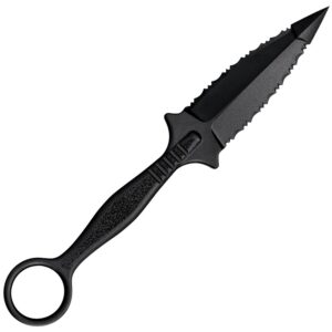 Cold Steel CS92FR FGX Ring Dagger 3.50" Fixed Serrated Dagger Black Griv-Ex Blade/Black with Molded Ring Griv-Ex Handle