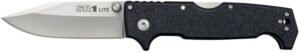 Cold Steel CS62K1 SR1 Lite 4" Folding Clip Point Plain 8Cr13MoV SS Blade/Black Griv-Ex Handle Includes Pocket Clip