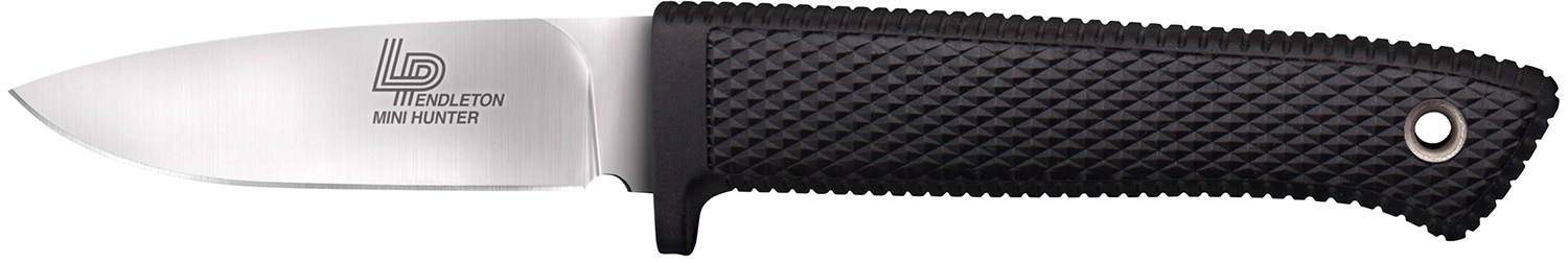 Cold Steel CS36LPMF Pendleton Mini Hunter 3" Fixed Plain Stonewashed AUS10A SS Blade, 3.63" Black Textured Kray-Ex Handle