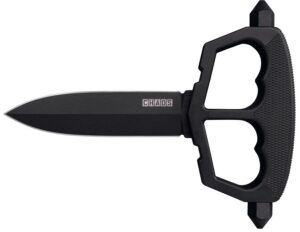 Cold Steel CS80NT3 Chaos Push Knife 5" Fixed Plain Black Matte Powder Coat SK-5 Steel Blade/ Black with D-Guard Handle Griv-Ex with Overmold Kray-Ex