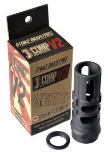 Strike Industries JCOMP2223 JComp Gen 2 Black Steel with 1/2"-28 Tpi Threads 2.55" OAL 0.26" Diameter 0.87" Diameter 5.56x45mm NATO Fits AR-Platform