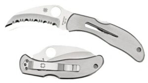 Spyderco C08S Harpy 2.75" Folding Hawkbill Serrated VG-10 SS Blade Stainless Steel Handle Includes Pocket Clip