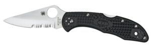 Spyderco C11PSBK Delica 4 2.88" Folding Drop Point Part Serrated VG-10 SS Blade, Black Textured FRN Handle, Includes Pocket Clip