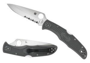 Spyderco C10PSFG Endura 4 Lightweight 3.75" Folding Part Serrated Satin VG-10 SS Blade/Foliage Green Bi-Directional Texturing FRN Handle Includes