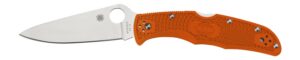 Spyderco C10FPOR Endura 4 Lightweight 3.75" Folding Clip Point Plain VG-10 SS Blade Orange Bi-Directional Texturing FRN Handle Includes Pocket Clip