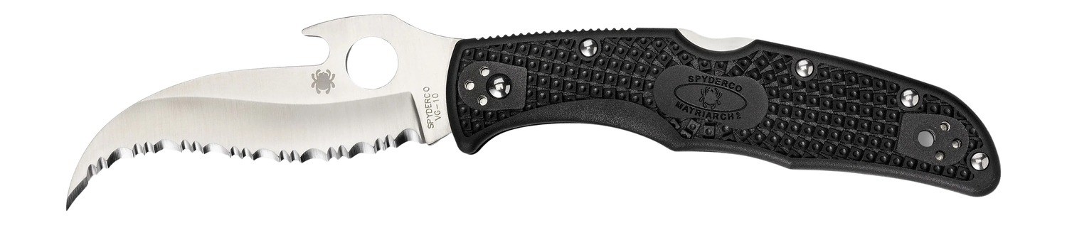 Spyderco C12SBK2W Matriarch 2 3.57" Folding Reverse S Serrated Satin VG-10 SS Blade/Black Bi-Directional Texturing FRN Handle Includes Pocket Clip - Image 2