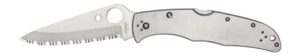 Spyderco C10S Endura 4 3.85" Folding Clip Point Part Serrated VG-10 SS Blade Satin Stainless Steel Handle Includes Pocket Clip
