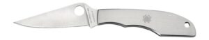 Spyderco C138P GrassHopper 2.30" Folding Clip Point Plain 12C27 Sandvik Blade Engraved Spyderco Bug Stainless Steel Handle
