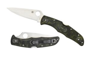 Spyderco C10ZFPGR Endura 4 Lightweight 3.80" Folding Plain Satin VG-10 SS Blade/Zome Green Bi-Directional Texturing FRN Handle Includes Pocket Clip