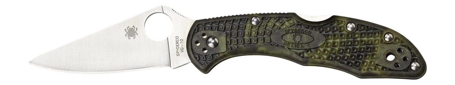 Spyderco C11ZFPGR Delica 4 Lightweight 2.90" Folding Plain Satin VG-10 SS Blade/Zome Green Bi-Directional Texturing FRN Handle Includes Pocket Clip - Image 2