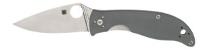 Spyderco C220GPGY Polestar 3.30" Folding Drop Point Plain CTS BD1 SS Blade Gray G10 Handle Includes Pocket Clip