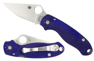 Spyderco C223GPDBL Para 3 2.95" Folding Plain Satin CPM S110V Blade/Dark Blue Textured G10 Handle Includes Pocket Clip