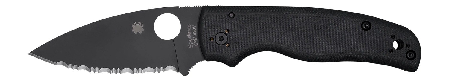 Spyderco C229GSBK Shaman 3.58" Folding Serrated Black DLC CPM S30V SS Blade/Black Textured G10 Handle Includes Pocket Clip - Image 2