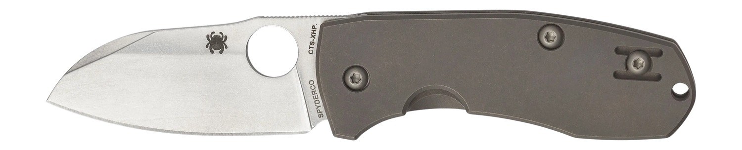 Spyderco C158TIP2 Techno 2 2.52" Folding Sheepsfoot Plain CTS XHP Steel Blade/Matte Stonewashed Titanium Handle Includes Pocket Clip - Image 2