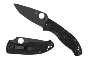 Spyderco C122PBBK Tenacious Lightweight 3.39" Folding Plain Black Oxide 8Cr13MoV SS Blade/Black Bi-Directional Texturing FRN Handle Includes Pocket