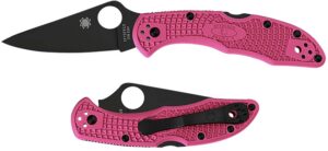 Spyderco C11FPPNS30VBK Delica 4 Lightweight 2.90" Folding Plain Black TiCN CPM S30V SS Blade/Pink Textured with Black Accents FRN Handle Includes