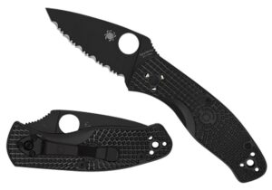 Spyderco C136PBBK Persistence Lightweight 2.75" Folding Plain Black Oxide 8Cr13MoV SS Blade/Black Bi-Directional Texturing FRN Handle Includes Pocket