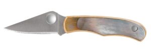Spyderco C133AP Bug 1.25" Folding Plain Stonewashed 12C27 Sandvik Blade, Abalone/Nickel Handle