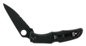Spyderco C10PSBBK Endura 4 Lightweight 3.75" Folding Clip Point Part Serrated Black TiCN VG-10 SS Blade Black Textured FRN Handle Includes Pocket Clip
