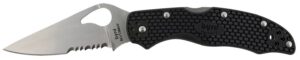 Spyderco BY01PSBK2 Byrd Harrier 2 Lightweight 3.36" Folding Part Serrated 3Cr13MoV SS Blade Black Textured FRN Handle Includes Pocket Clip