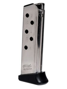 Walther Arms 2246010 PPK 6-Round Detachable with Finger Rest 380 ACP Nickel Steel