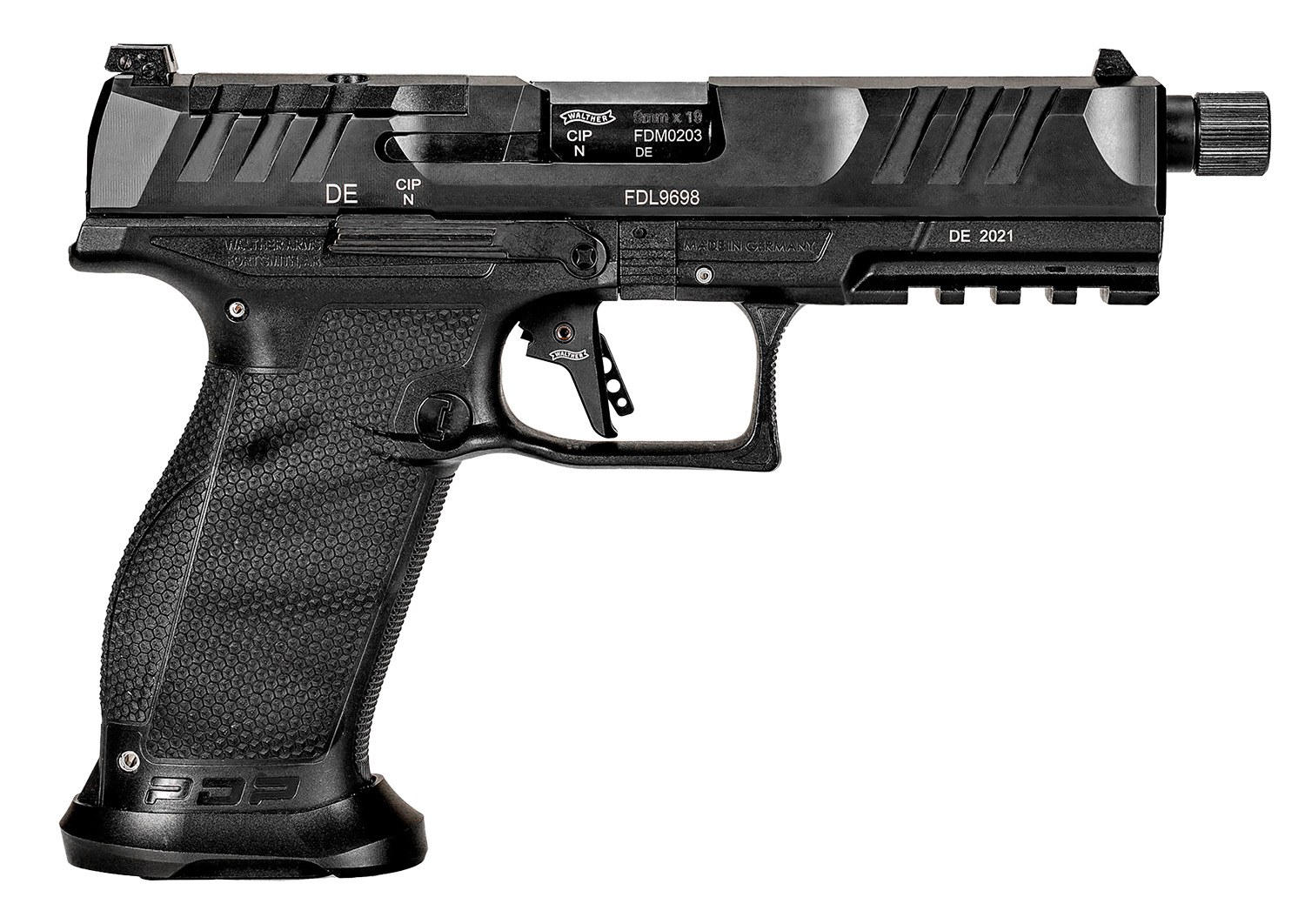 Walther Arms 2842521 PDP Pro SD 9mm Luger 18+1 5.10" Threaded Barrel, Black, Optic Cut/Serrated Slide, Polymer Frame with Picatinny Rail, Performance