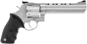 Taurus 2-440069 44 Large 44 Rem Mag 6 Shot 6.50" Matte Stainless Ported Barrel, Cylinder & Frame, Black Finger Grooved Rubber Grip, Transfer Bar