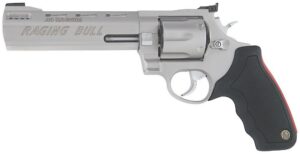 Taurus 2-444069 444 Raging Bull Large 44 Rem Mag 6 Shot 6.50" Matte Stainless Steel Ported Barrel, Cylinder & Frame, Black Rubber Grip, Transfer