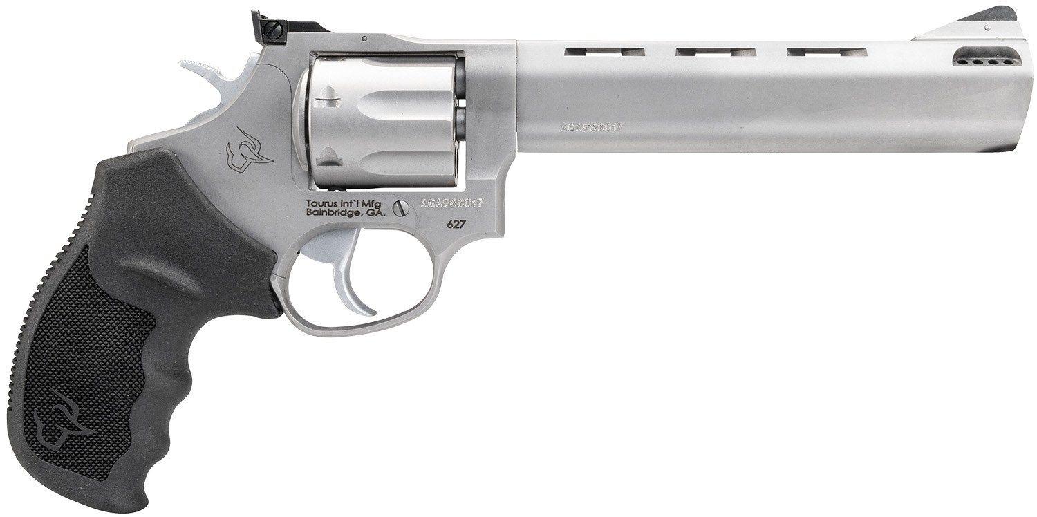 Taurus 2-627069 Tracker 627 Medium 357 Mag 38 Special +P 7 Shot 6.50" Matte Stainless Steel Ported Barrel, Cylinder & Frame, Black Ribber Grip