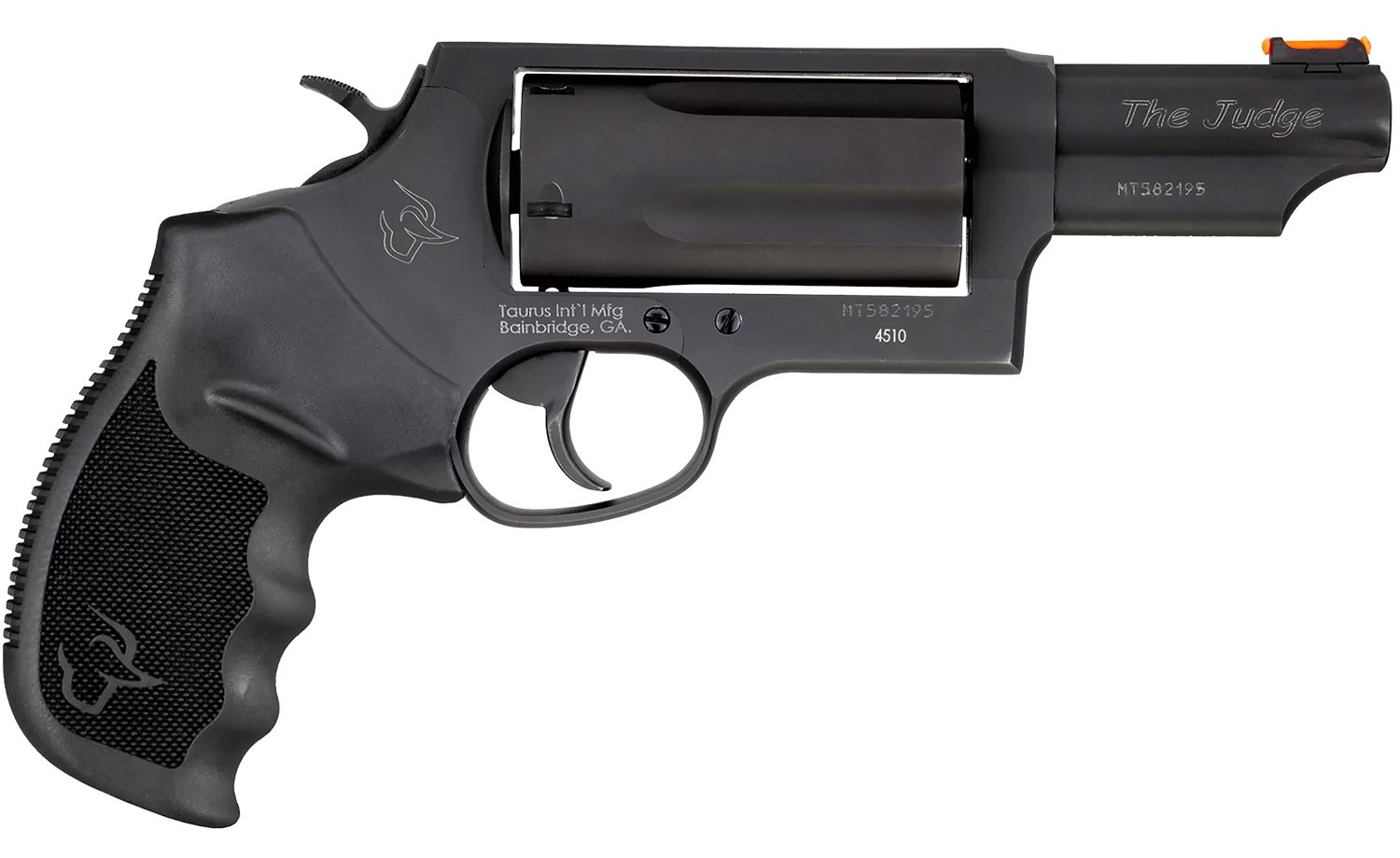 Taurus 2-441031MAG Judge Magnum Compact 45 Colt (Long Colt)/410 Gauge 5 Shot 3" Matte Black Oxide Steel Barrel, Cylinder & Frame, Black Ribber