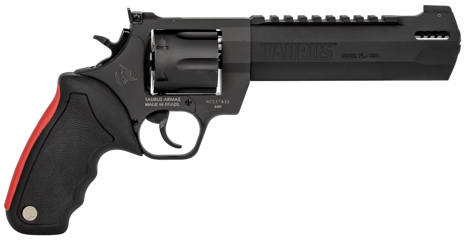 Taurus 2440061RH Raging Hunter 44 Rem Mag 6-Round 6.75" Matte Black Oxide Steel Black Rubber with Integrated Red Cushion Insert Grip