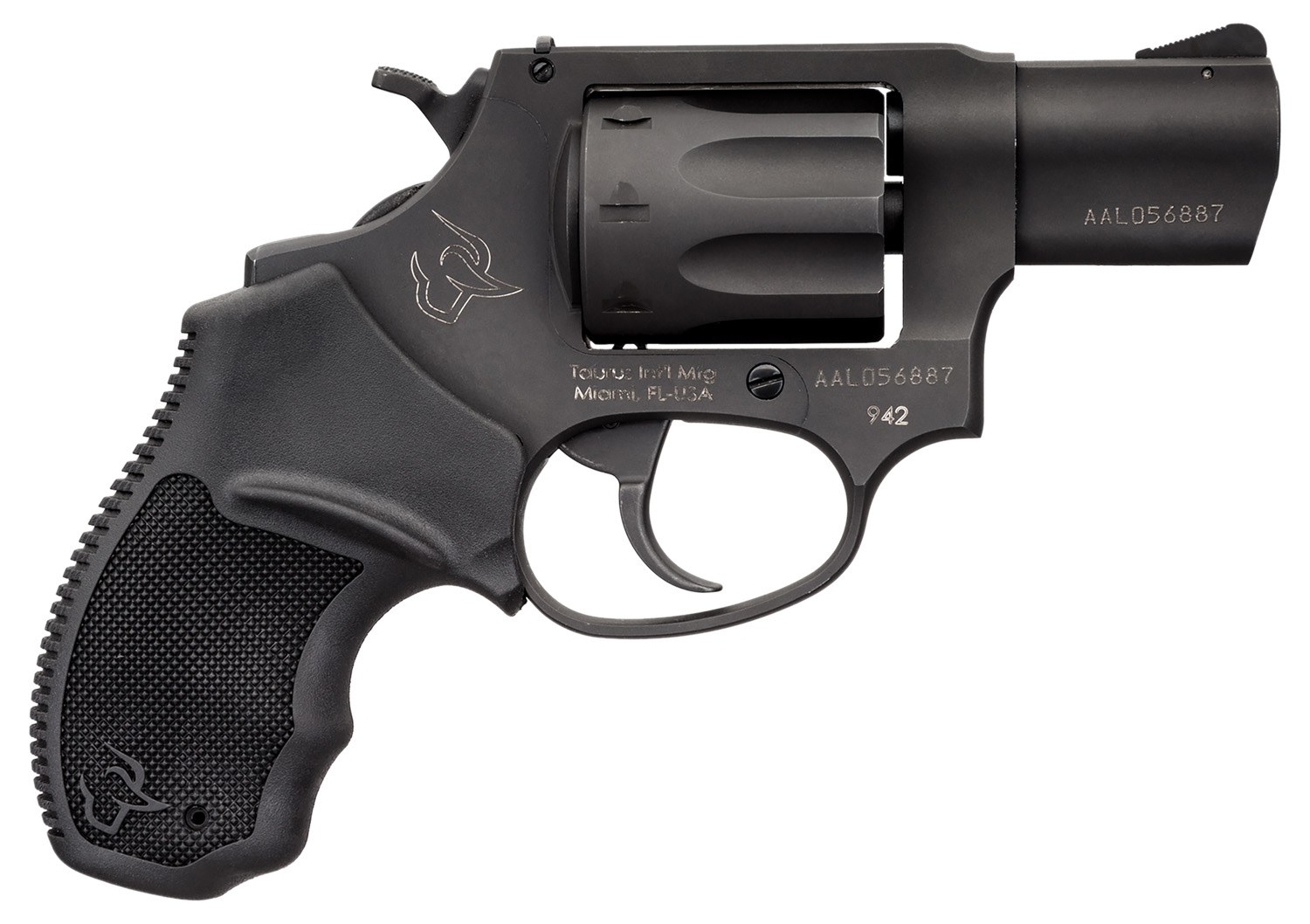 Taurus 2-942021 942 22 LR 8-Round 2" Barrel, Overall Matte Black Finish Steel & Finger Grooved Black Polymer Grip
