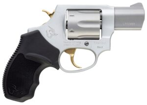 Taurus 2-856029ULGLD 856 Ultra-Lite Small 38 Special 6 Shot 2" Matte Stainless Steel Barrel, Cylinder & Frame, Gold Accents, Black Finger Grooved