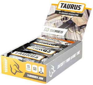 Taurus 389-0009-01 G3 Magazine Pop Display 15-Round 9mm Luger Black Steel with Polymer Base Plate (12 Magazines)