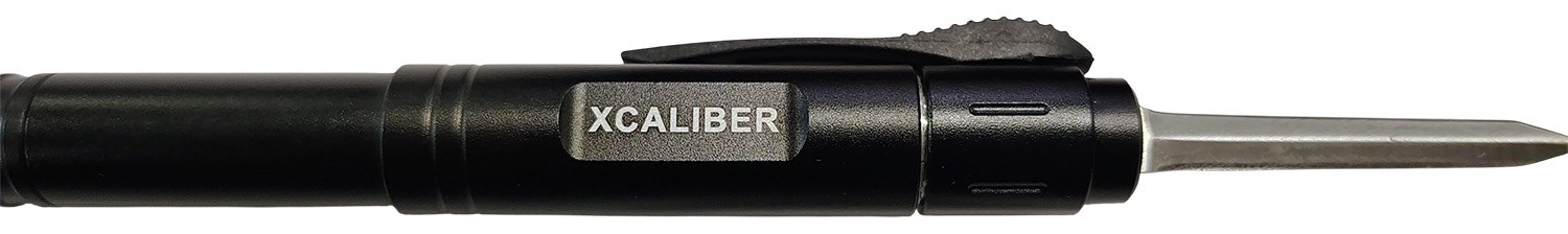 Xcaliber Knife Company Pen Knife 1.70" OTF Dagger Stainless 440C SS Blade, 5.90" Black Aluminum Handle