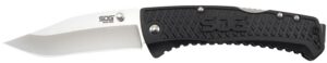 S.O.G SOG-TD1011-C Traction 3.50" Folding Clip Point Plain Satin 5Cr13MoV SS Blade Black Textured Green Handle Includes Pocket Clip