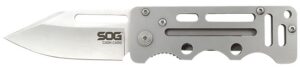 S.O.G SOG-EZ1-CP Cash Card 2.75" Folding Clip Point Satin 8Cr13MoV SS Blade/ Silver Skeletonized Stainless Steel Handle