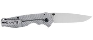 S.O.G SOG14180157 Flash FL 3.40" Folding Drop Point Plain Satin 4116 Stainless Steel Blade/Silver Stainless Steel Handle Includes Pocket Clip