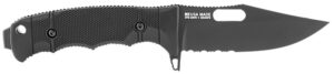 S.O.G SOG17210157 Seal FX 4.30" Fixed Clip Point Part Serrated Black Cerakote CPM S35VN SS Blade/Black Green/SS Handle Includes Sheath
