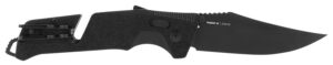 S.O.G SOG11120541 Trident at 3.70" Folding Clip Point Plain Black TiNi Cryo D2 Steel Blade/Blackout Green Handle Features Line Cutter/Glass Breaker