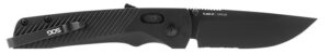 S.O.G SOG11180241 Flash at 3.45" Folding Part Serrated Black TiNi Cryo D2 Steel Blade/Blackout Green Handle Includes Pocket Clip