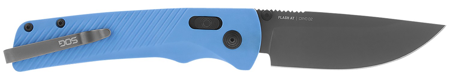 S.O.G SOG11180341 Flash at 3.45" Folding Plain TiNi Cryo D2 Steel Blade/Civic Cyan Green Handle Includes Pocket Clip