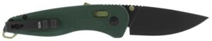 S.O.G SOG11410441 Aegis at 3.13" Folding Drop Point Plain Black TiNi Cryo D2 Steel Blade/Forest with Mossberg Accents Green Handle