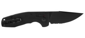 S.O.G SOG-15-38-08 SOG-TAC Auto Compact 2.94" Folding Straight Back Part Serrated Black TiNi Cryo D2 Steel Blade Black Micro-Textured Anodized