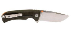 S.O.G SOG14060143 Tellus FLK 3.65" Folding Clip Point Plain Stonewashed Cryo 440C SS Blade/ Olive Drab Textured Green Handle