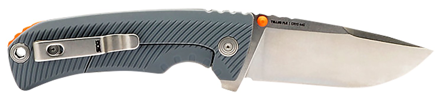 S.O.G SOG14060243 Tellus FLK 3.65" Folding Clip Point Plain Stonewashed Cryo 440C SS Blade, Wolf Gray Textured Green Handle, Blister Pack