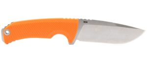 S.O.G SOG17060343 Tellus FX 4.20" Fixed Clip Point Plain Stonewashed Cryo 440C SS Blade/ Blaze Orange Textured Green Handle
