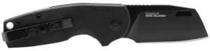 S.O.G SOG16030757 Stout SJ 2.60" Folding Clip Point Plain Stonewashed Cryo D2 Steel Blade/ Black Textured G10 Handle Includes Belt Clip, Presentation