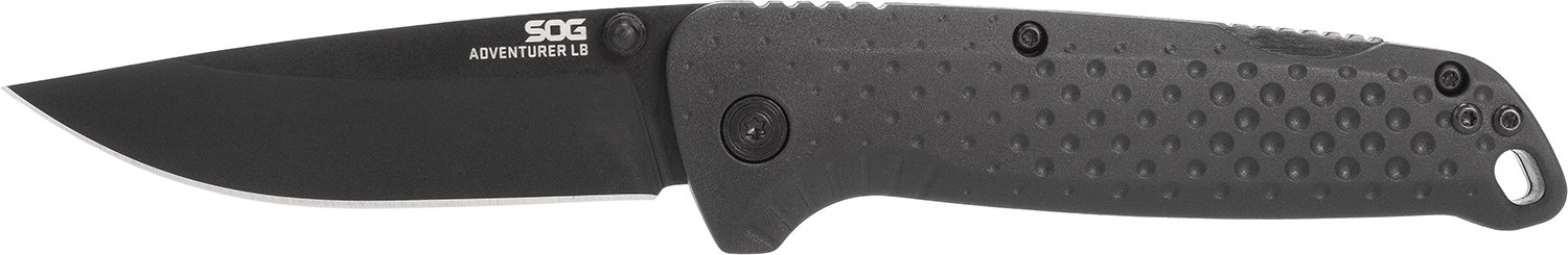 S.O.G SOG13110143 Adventure LB 3.50" Folding Drop Point Plain Black TiNi 5Cr15MoV Blade, Black Textured Green Handle